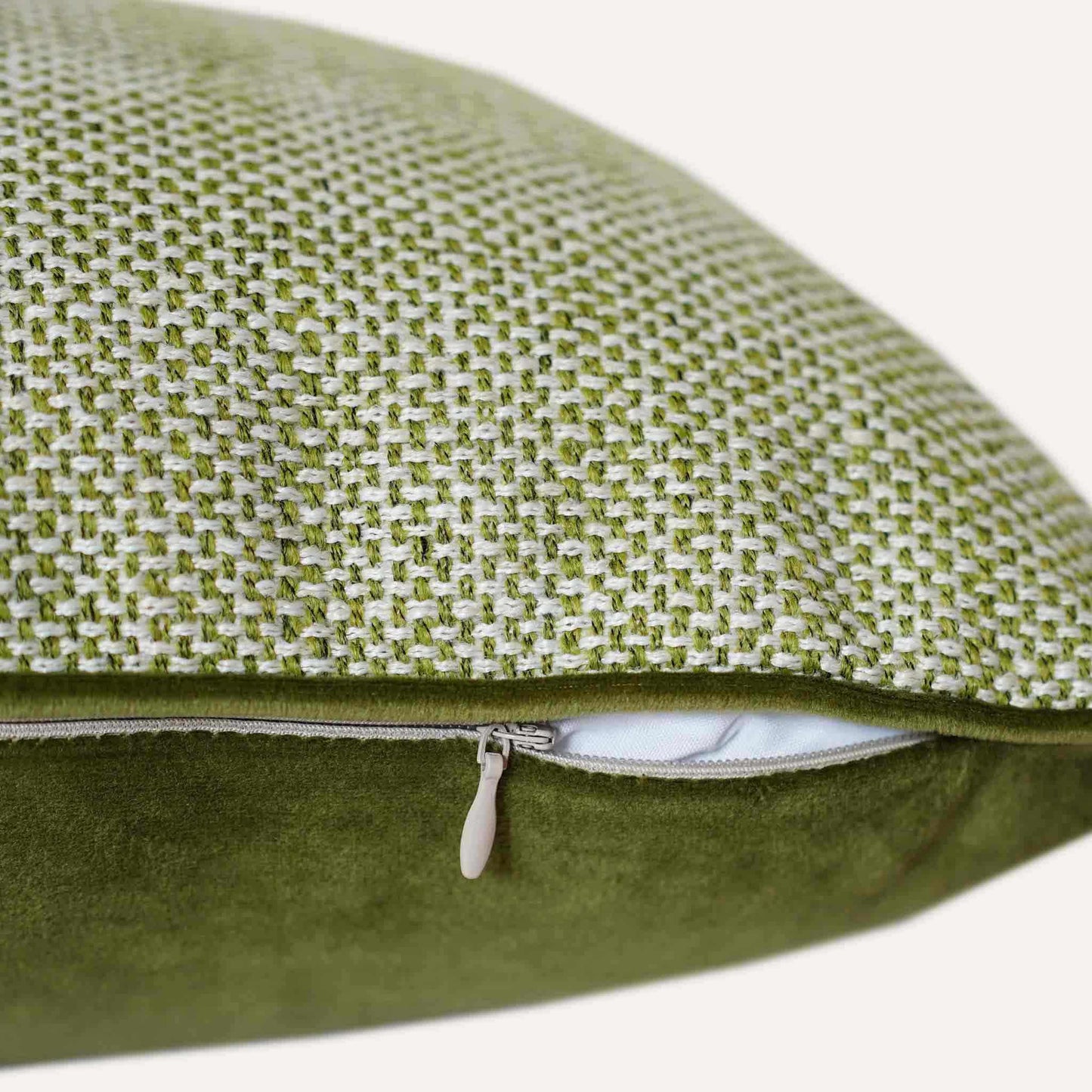 Vibrant Light Green Woven Wrap Lumbar Cushion Cover with Invisible Zipper.