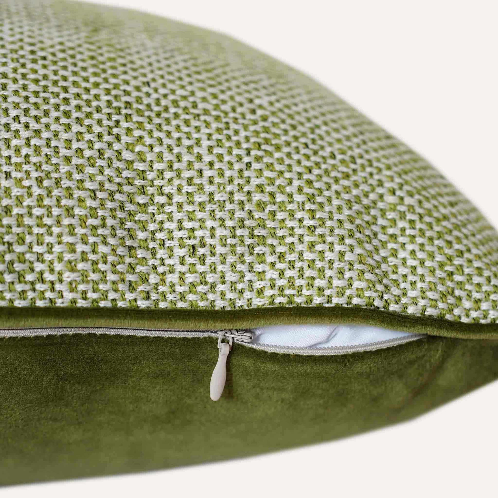 Vibrant Light Green Woven Wrap Lumbar Cushion Cover with Invisible Zipper.