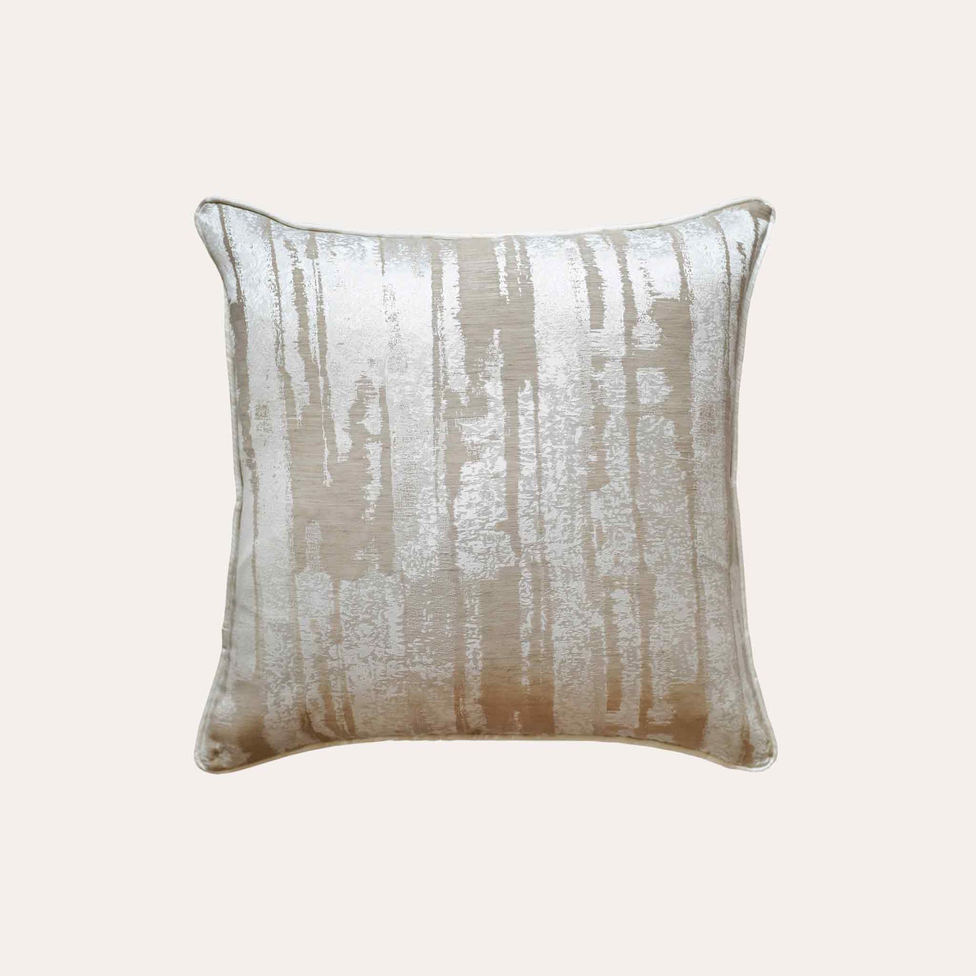 Modern silver and beige abstract pattern cushion cover.