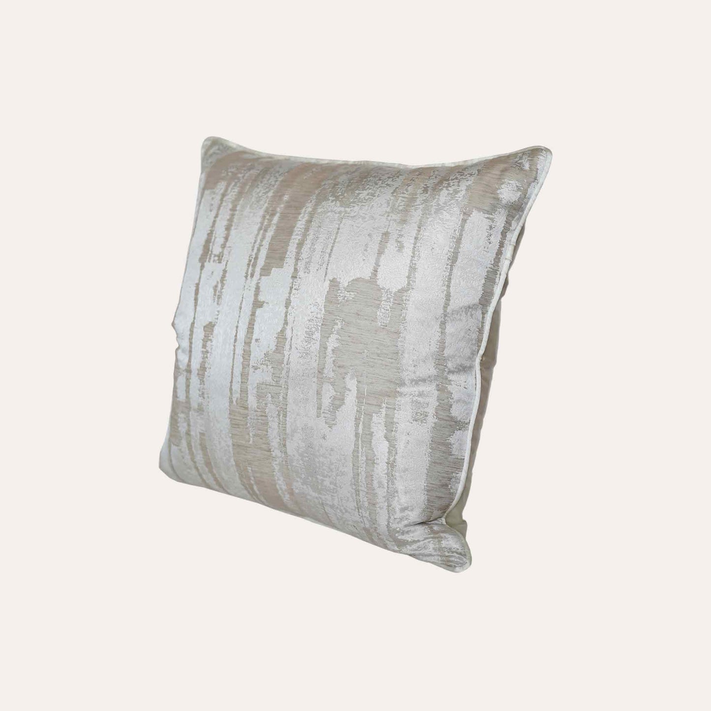 Modern silver and beige abstract pattern cushion cover.