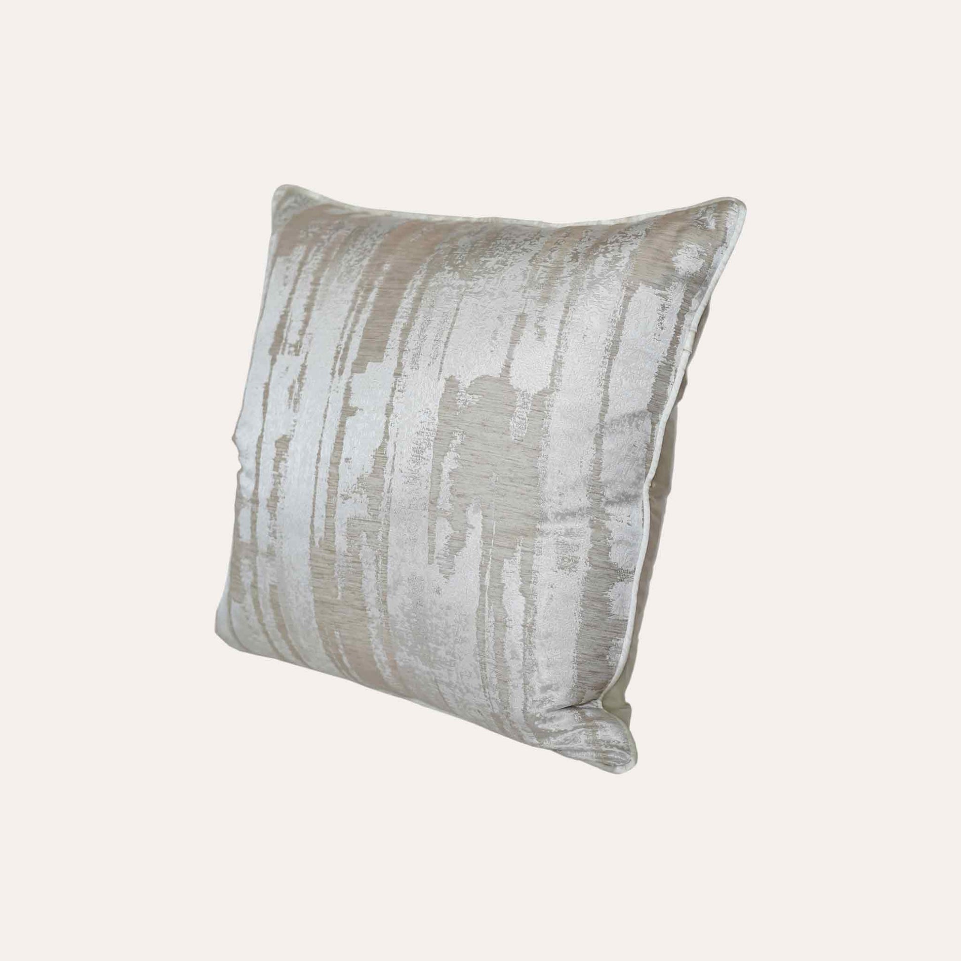 Modern silver and beige abstract pattern cushion cover.