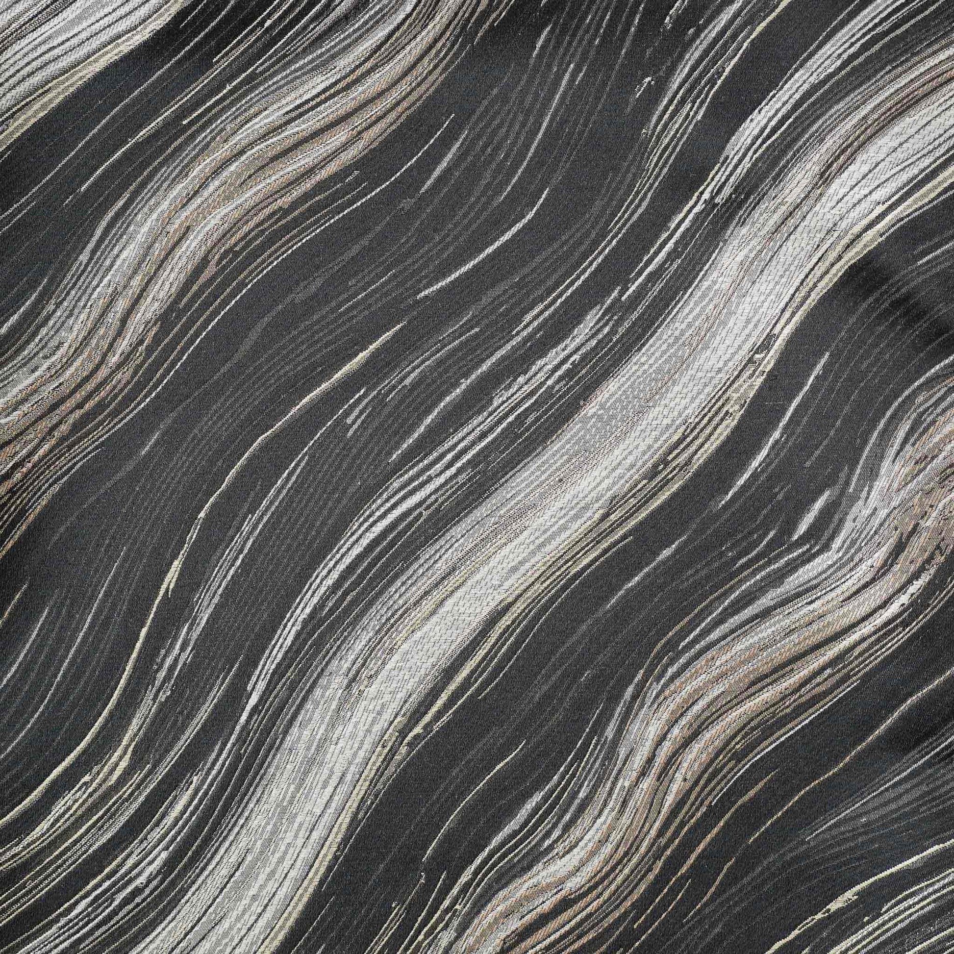 Black and gold abstract wave pattern cushion cover.