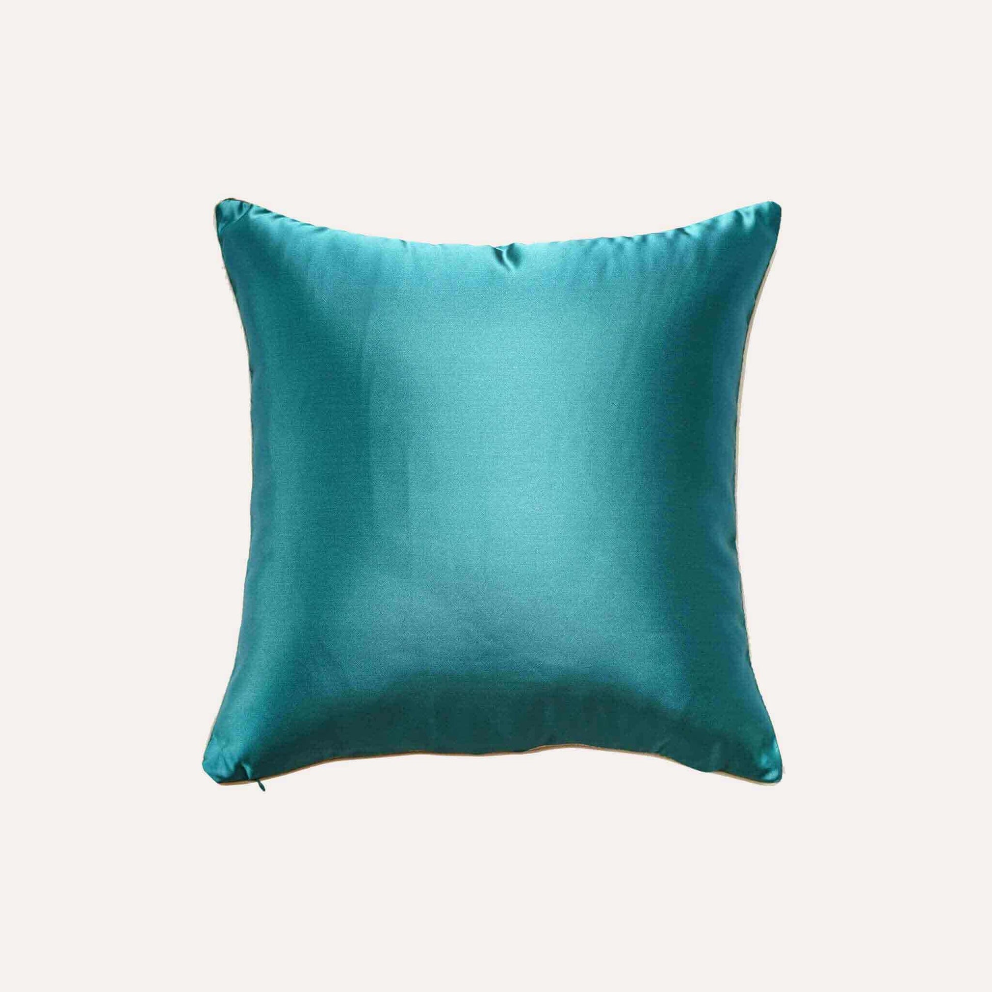 Modern green and gold abstract marble pattern cushion cover with green back.