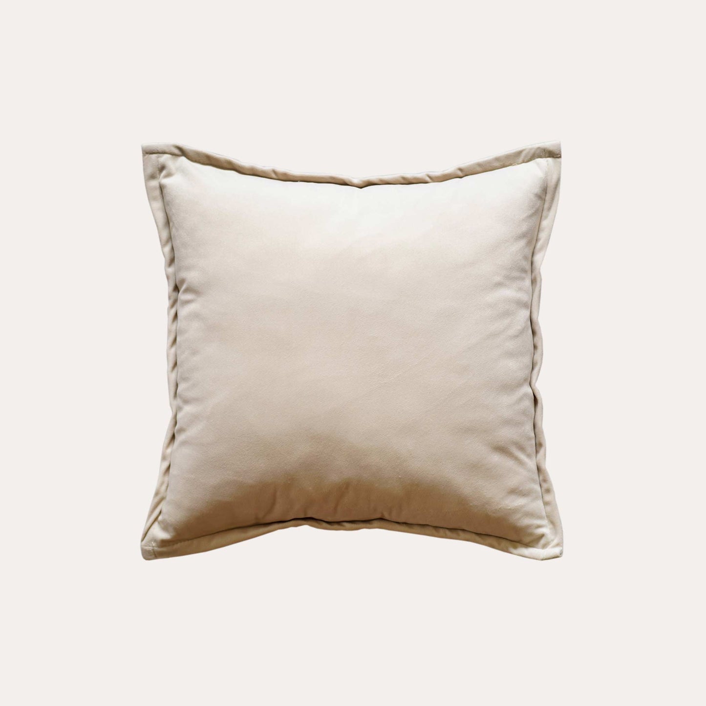 Beige vine pattern chenille cushion covers with solid beige back.