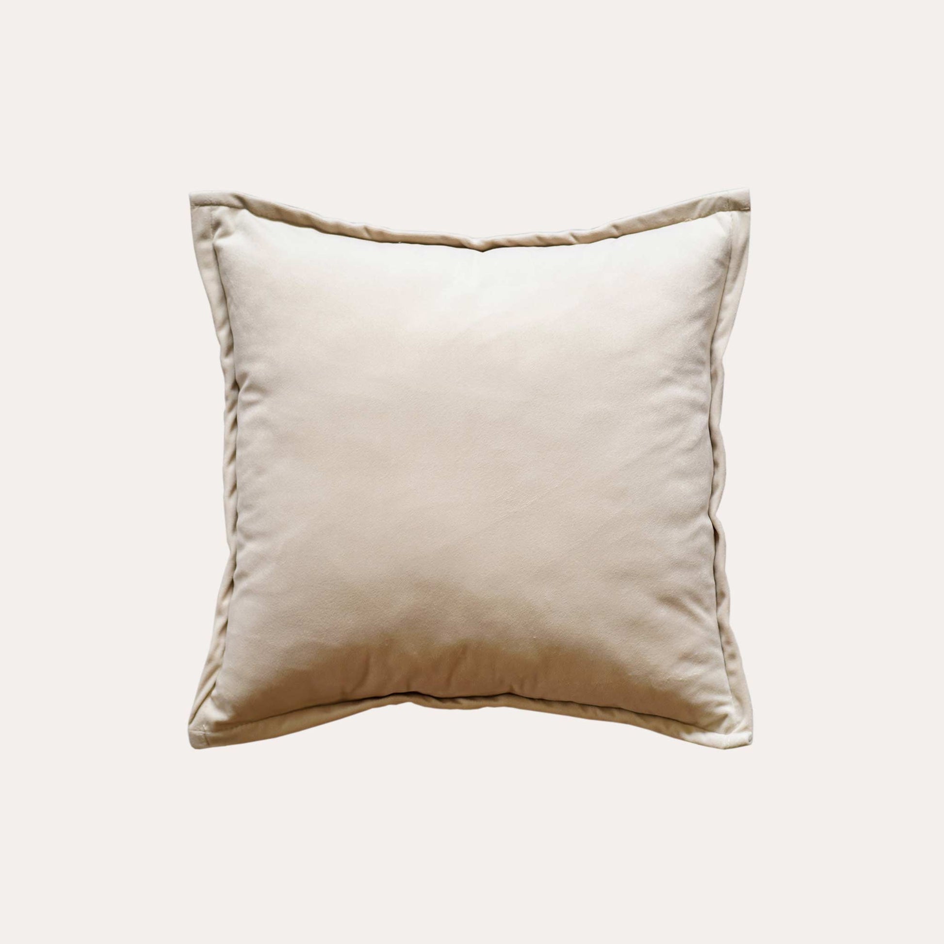 Beige vine pattern chenille cushion covers with solid beige back.