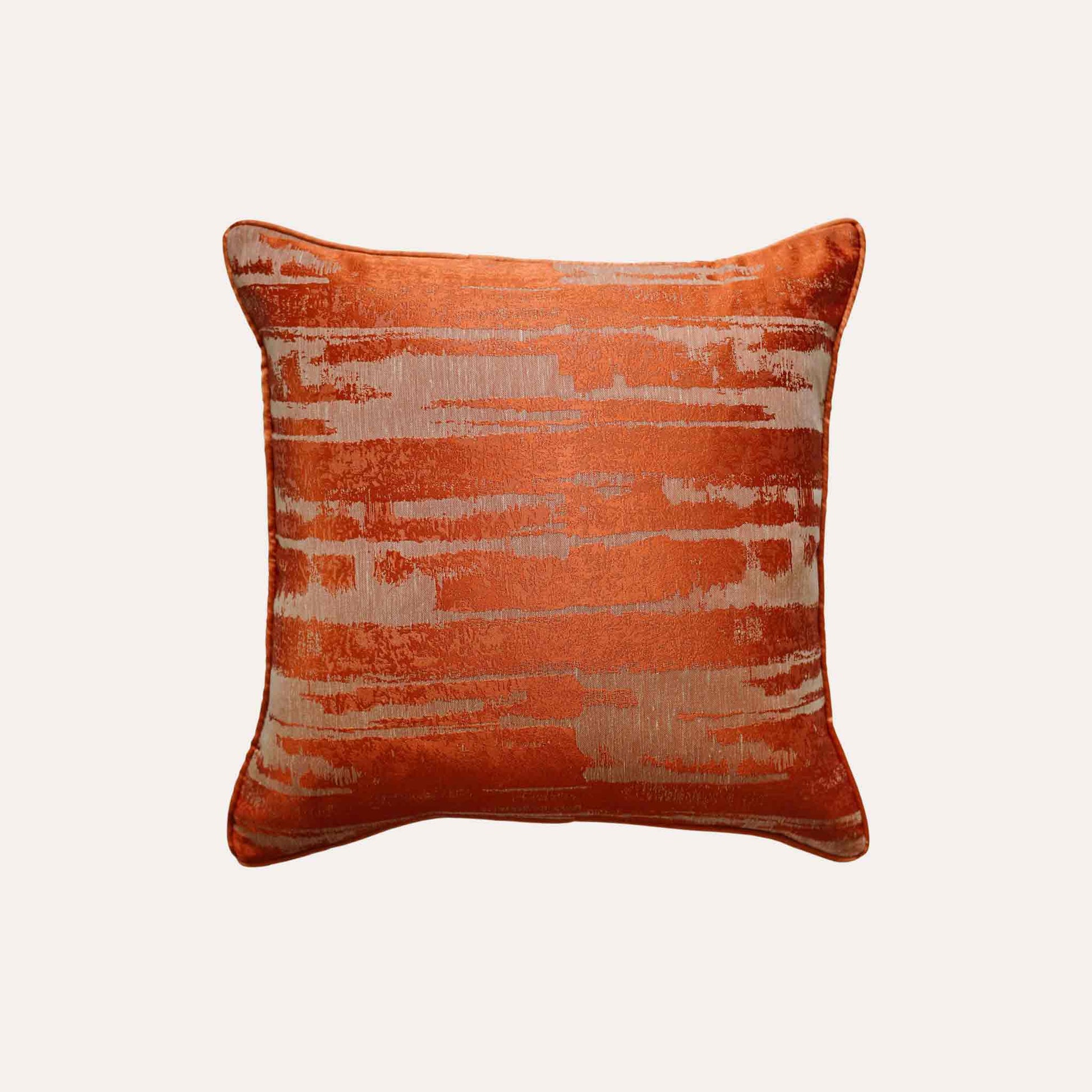 Eye-catching orange and beige abstract pattern polyester decor cushion cover.
