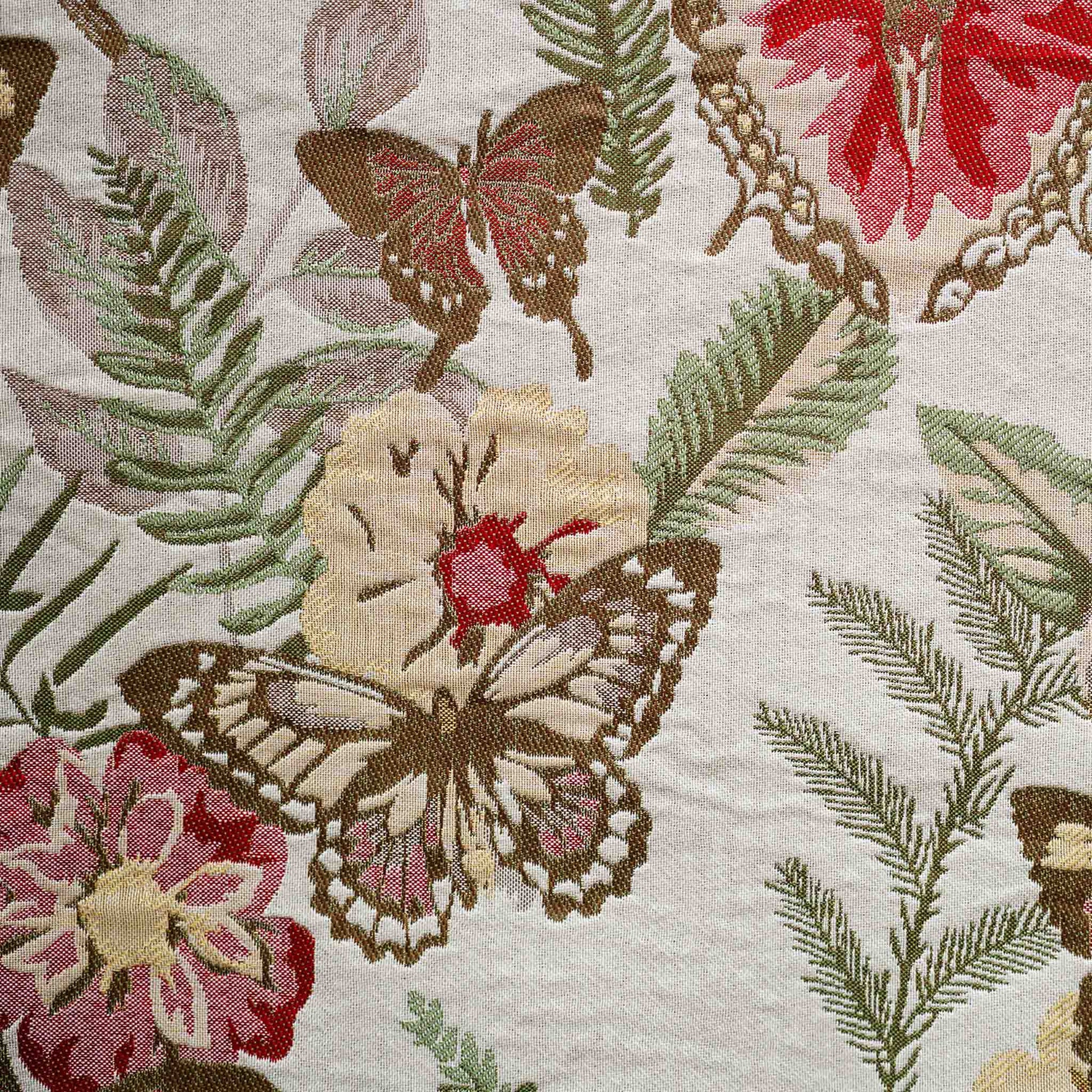 Red butterfly and floral pattern cushion.