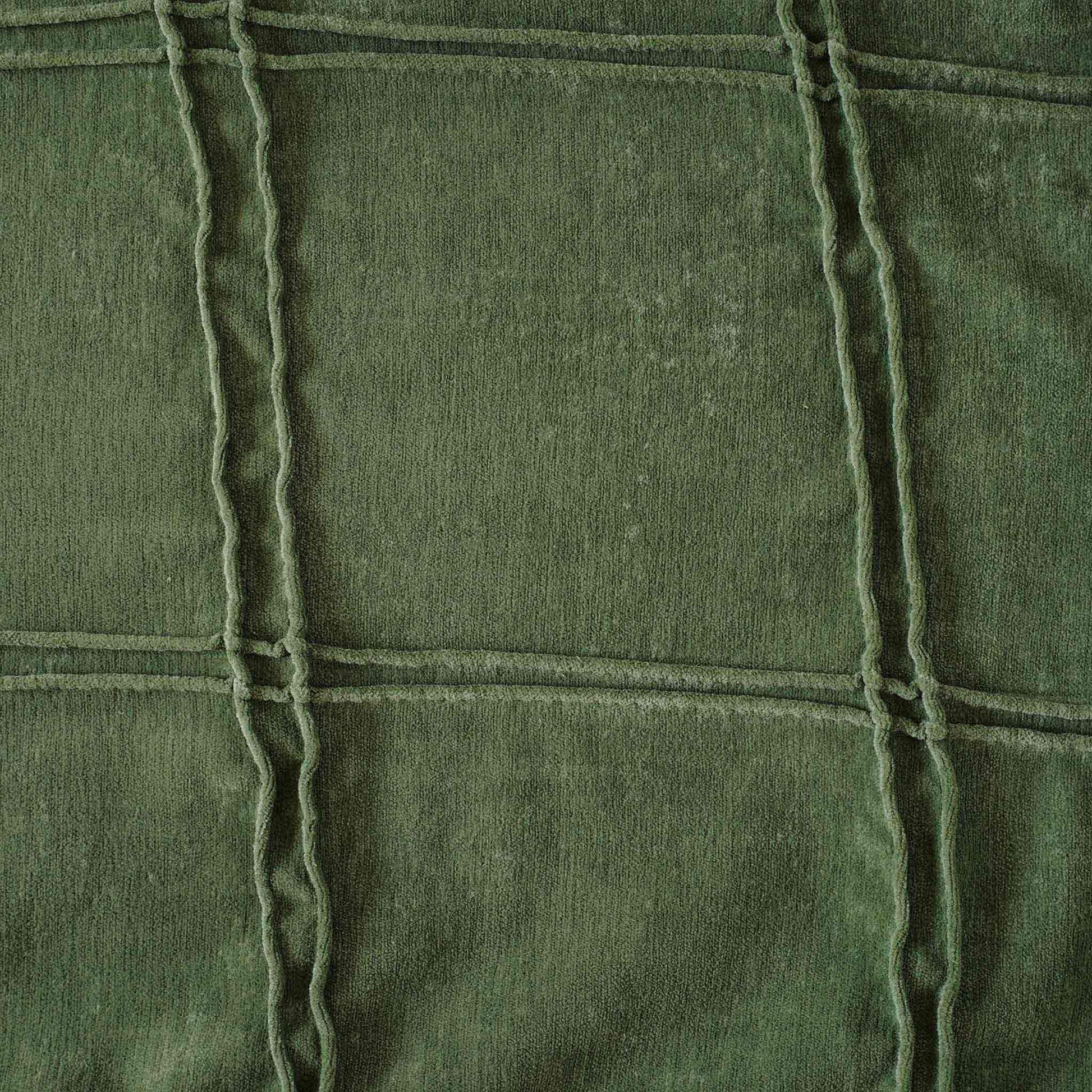 Rectangular sage green velvet cushion cover.