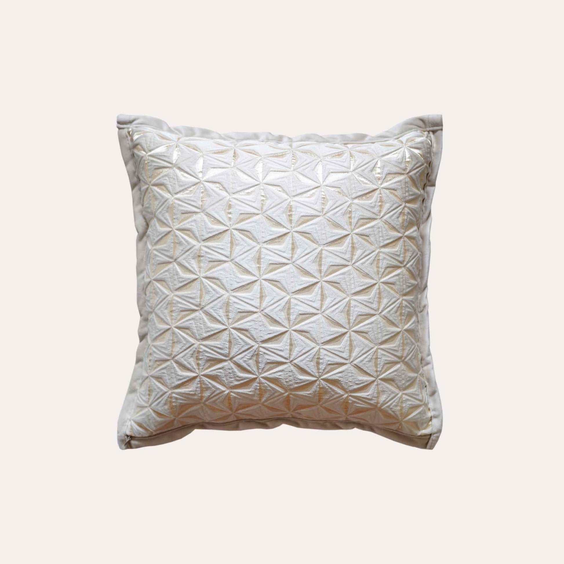 Elegant jacquard cushion covers with windmill motif and subtle 3D effect.
