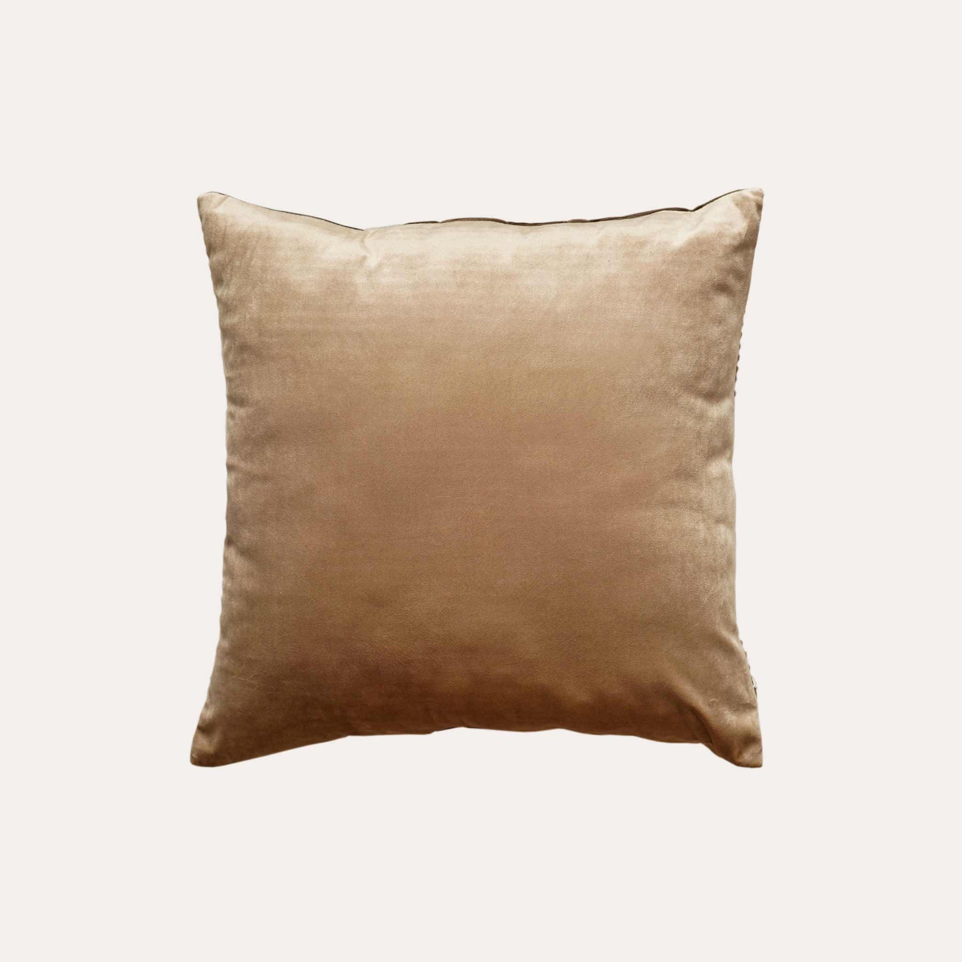 Brown pleated embossed velvet cushion covers with solid brown back.