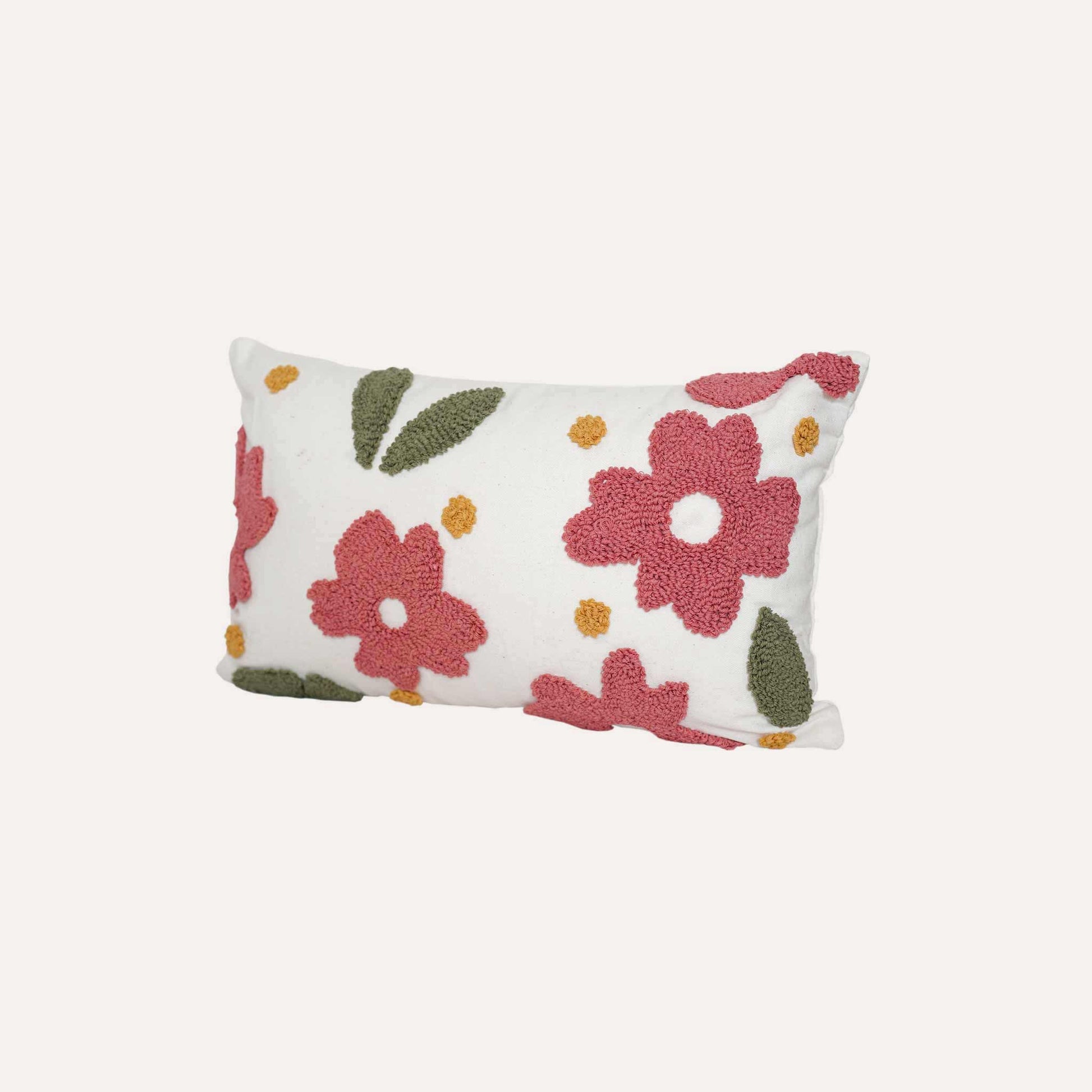 Tufted floral patterns lumbar cushion cover.