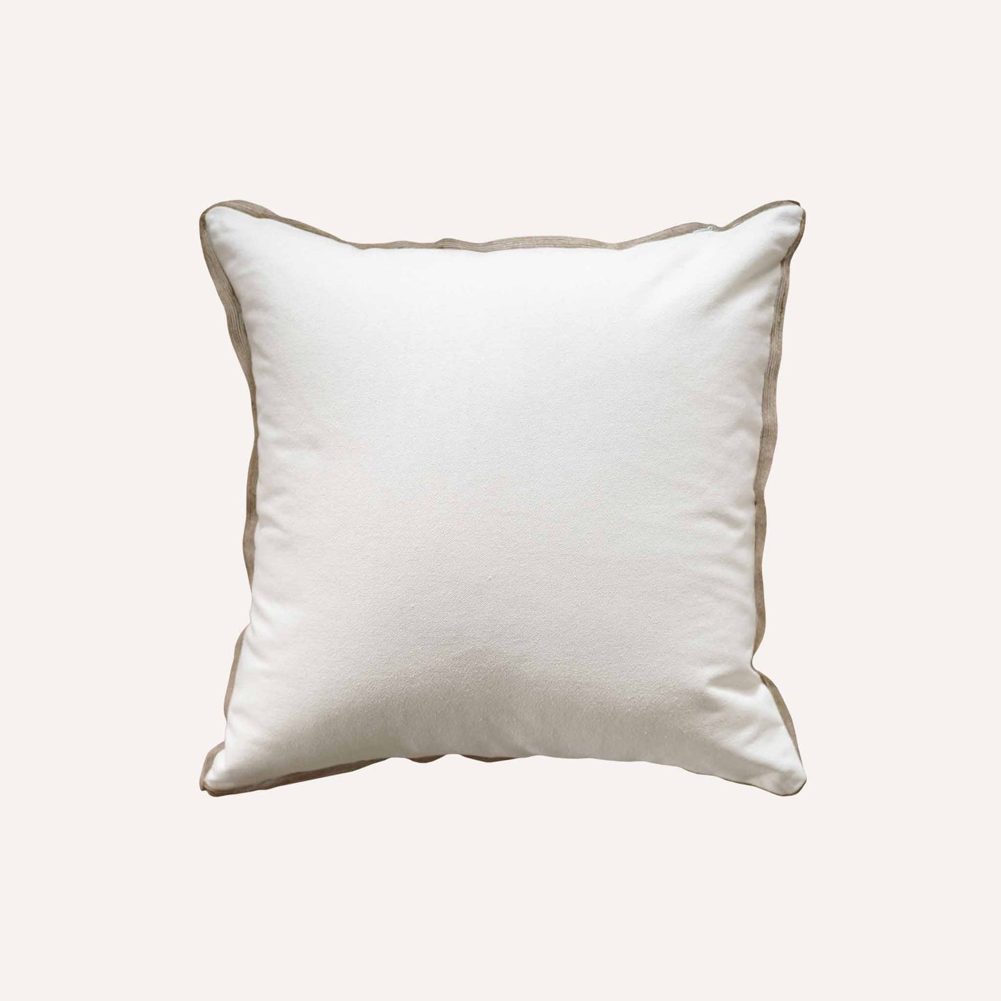 Pure white background linen cushion back.