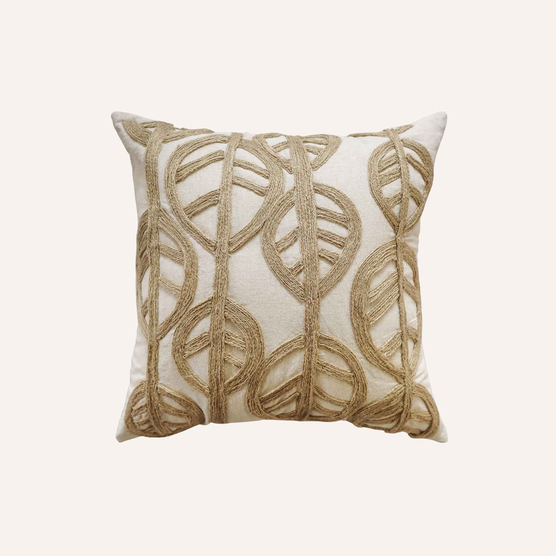 The cushion features a decorative twine leaf design that combines natural beauty with comfort.