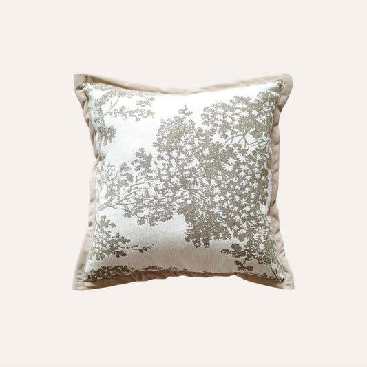Forest-inspired cream white chenille cushion covers.