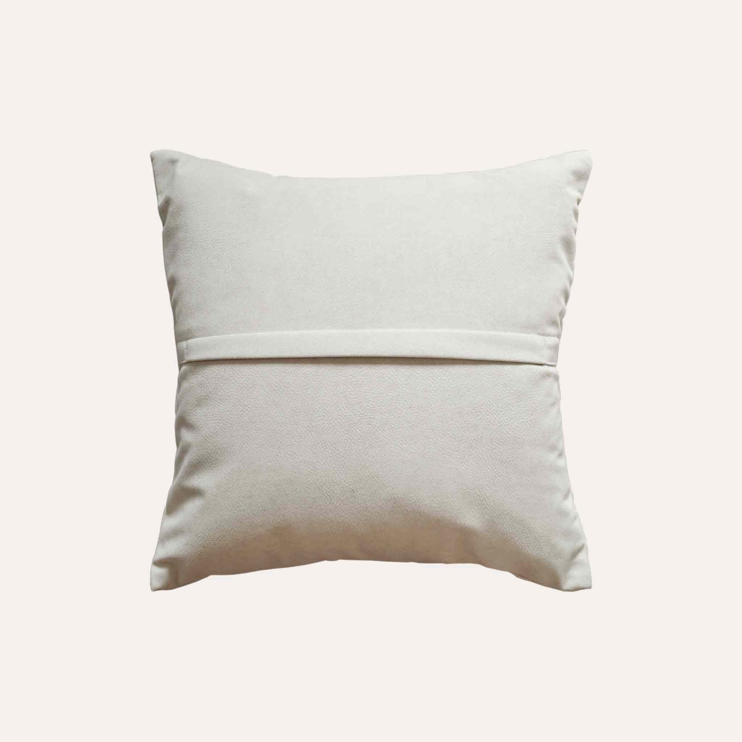 Chic white curved patchwork cushion cover.