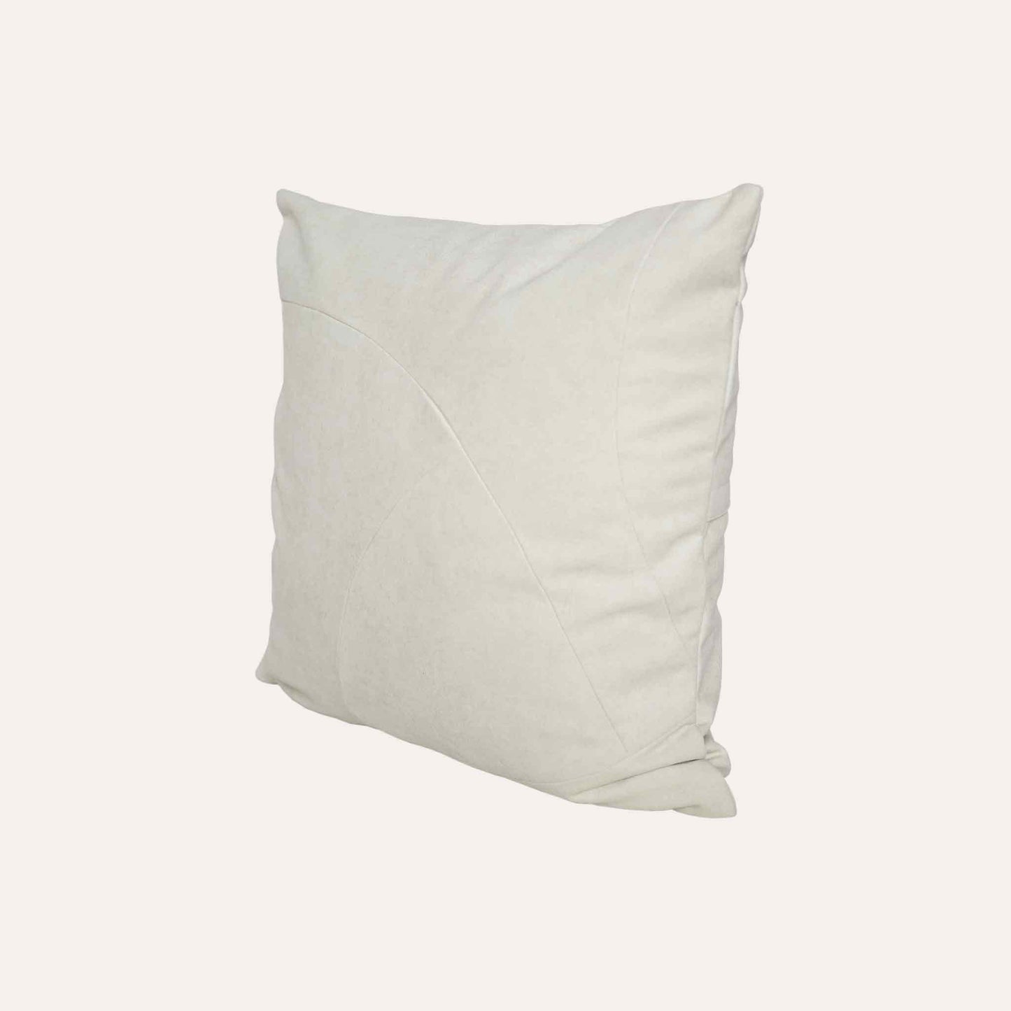 Chic white curved patchwork cushion cover.