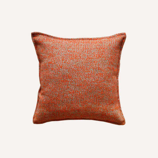 Elegant orange gray jacquard fabric cushion cover made of 100% polyester.