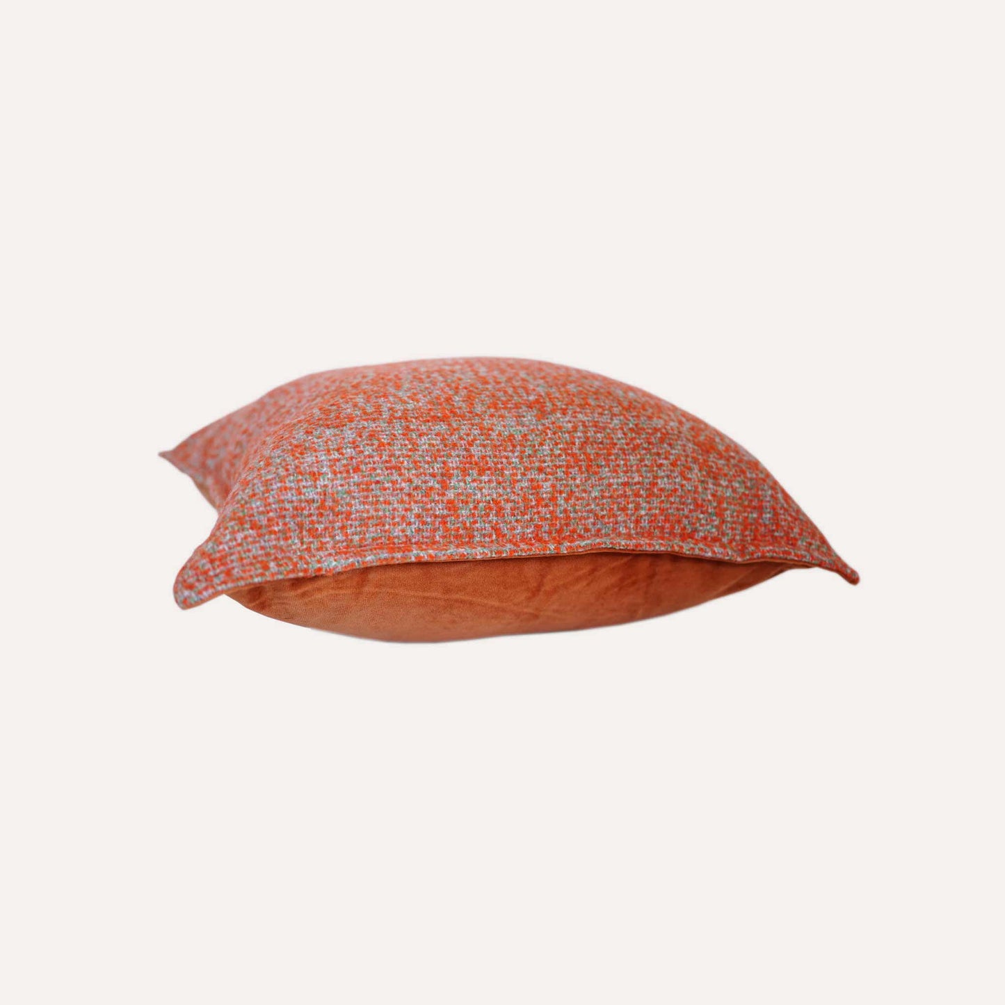 Elegant orange gray jacquard fabric cushion cover made of 100% polyester.