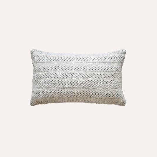 White textured herringbone pattern cushion cover.