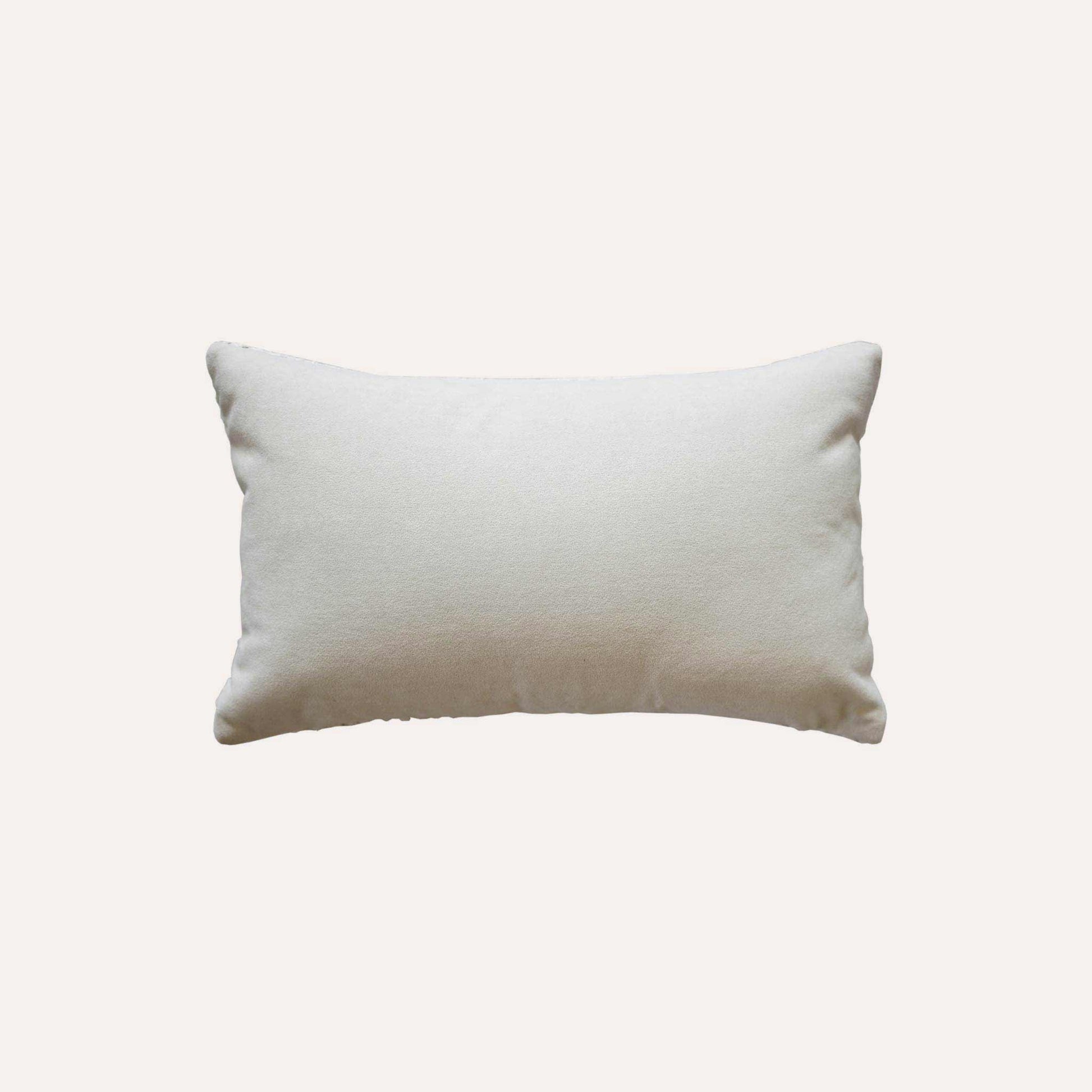 White textured herringbone pattern cushion cover with white back.